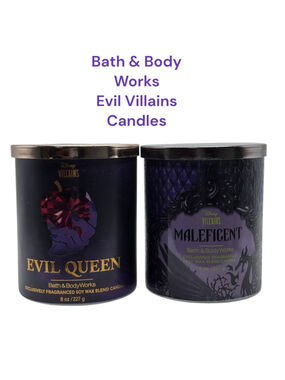 Bath & Body Works Disney Villains Evil Queen Maleficent Candles Purple Black O/S